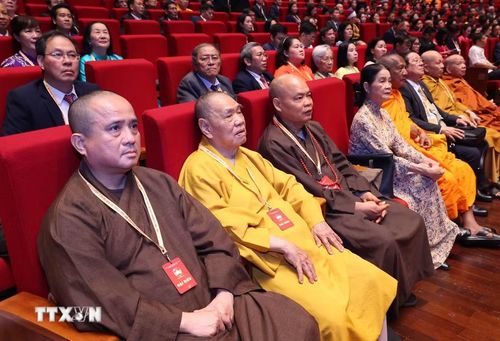 Các đại biểu dự phiên bế mạc Đại hội XI Mặt trận Tổ quốc Việt Nam. (Ảnh: Văn Điệp/TTXVN)