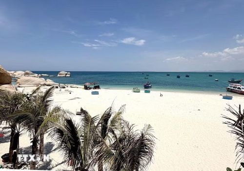 Hòn Cau là địa điểm lý tưởng cho những du khách thích khám phá vẻ đẹp của biển, yêu thích cảm giác mạo hiểm, hòa mình cùng thiên nhiên hoang sơ. (Ảnh: Nguyễn Thanh/TTXVN)