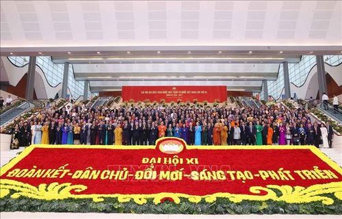 Ủy ban Trung ương Mặt trận Tổ quốc Việt Nam khóa XI, nhiệm kỳ 2026 – 2031 ra mắt Đại hội. Ảnh: Văn Điệp/TTXVN