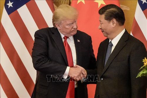 Chủ tịch Trung Quốc Tập Cận Bình (phải) và Tổng thống Mỹ Donald Trump trong cuộc gặp tại Bắc Kinh, Trung Quốc. Ảnh tư liệu: AFP/TTXVN