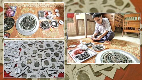 Ông Nguyễn Trung Thành đã có gần 20 năm sưu tầm tiền xu cổ.
