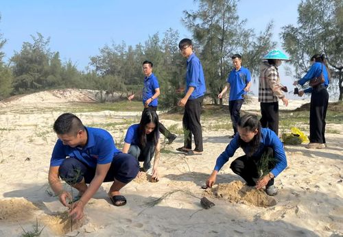 Đoàn viên, thanh niên phường Đồng Hới trồng cây xanh, lan tỏa ý thức bảo vệ thiên nhiên, bảo tồn đa dạng sinh học - Ảnh: P.V