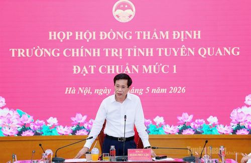 PGS,TS Hoàng Phúc Lâm, Phó Bí thư Đảng ủy, Phó Giám đốc Học viện, Chủ tịch Hội đồng thẩm định dự và chủ trì cuộc họp.