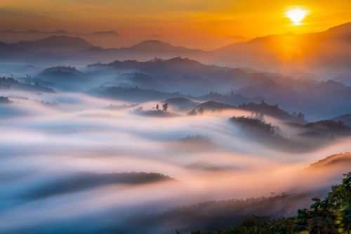 Từ trung tâm Bảo Lộc, du khách di chuyển khoảng 15 km theo hướng Bảo Lâm để đến khu vực đồi Bát Úp. Mùa săn mây đẹp nhất thường kéo dài từ tháng 10 đến tháng 4 năm sau, trùng với mùa khô ở Tây Nguyên. Theo nhiều nhiếp ảnh gia, khung giờ lý tưởng để ngắm biển mây là từ 5h30-7h, khi ánh mặt trời bắt đầu xuyên qua lớp sương, tạo nên những vệt nắng nổi bật trên nền mây trắng.