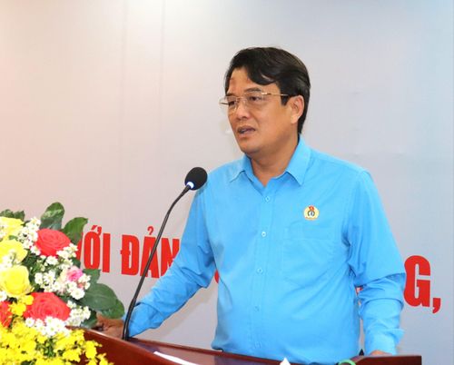  Chủ tịch LĐLĐ TPHCM Bùi Thanh Nhân phát biểu tại lễ ký kết quy chế phối hợp 