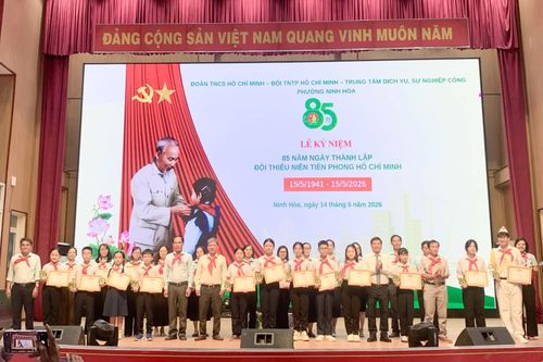 Các đại biểu tuyên dương giáo viên phụ trách Đội, đội viên tiêu biểu.