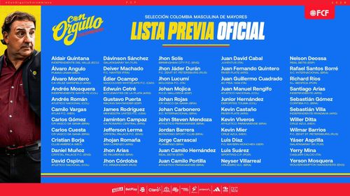  Danh sách sơ bộ 55 cầu thủ Colombia hướng đến World Cup 2026. 