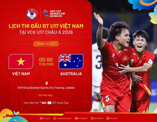 Lịch thi đấu của U17 Việt Nam tại vòng tứ kết U17 châu Á. Ảnh: VFF.