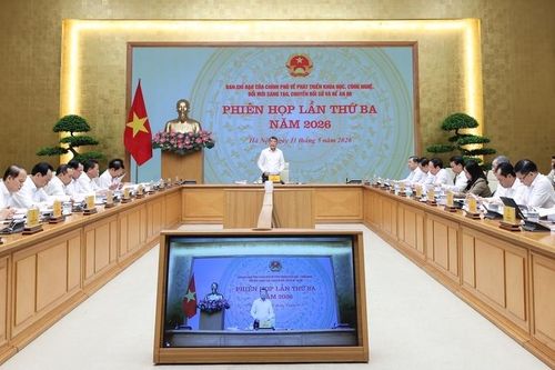 Phiên họp lần thứ ba năm 2026 của Ban Chỉ đạo của Chính phủ về phát triển khoa học, công nghệ, đổi mới sáng tạo, chuyển đổi số và Đề án 06. Ảnh: Chinhphu.vn