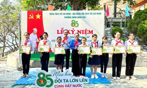 Tuyên dương, khen thưởng các đội viên tiêu biểu.