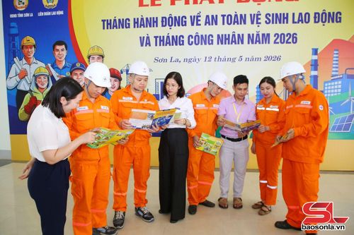 Công nhân, người lao động tìm hiểu về công tác vệ sinh an toàn lao động.