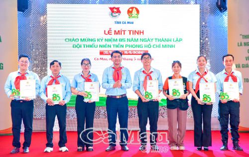 Phó Bí thư Tỉnh đoàn, Chủ tịch Hội đồng Đội tỉnh Trần Đăng Khoa trao giải Hội thi “Tiếng hát người Tổng phụ trách Đội” cho các tập thể, cá nhân đạt thành tích xuất sắc.