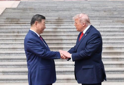Chủ tịch Trung Quốc Tập Cận Bình và Tổng thống Mỹ Donald Trump tại cuộc gặp ở Bắc Kinh ngày 14/5/2026. Ảnh: THX/TTXVN