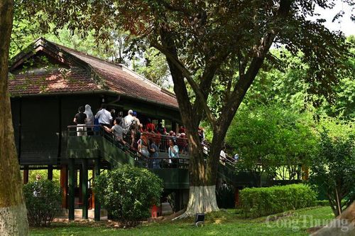 Trong tháng 5 này, Khu di tích Chủ tịch Hồ Chí Minh đón nhiều đoàn khách trong, ngoài nước. Ảnh: Nam Nguyễn