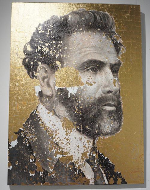 Gustav Klimt, acrylic và dát vàng trên toan