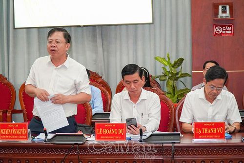 Ông Nguyễn Văn Nguyên, Giám đốc Sở GD&ĐT, trình bày những khó khăn về hệ thống trường lớp của tỉnh.