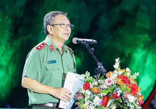 Trung tướng Đỗ Triệu Phong, Cục trưởng Cục Truyền thông Công an nhân dân phát biểu tại chương trình. Ảnh: TTXVN phát
