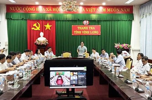 Bà Vũ Thị Lan Hương - Phó Chánh Thanh tra tỉnh Vĩnh Long, Trưởng đoàn thanh tra phát biểu chỉ đạo. (Ảnh: TTVL).