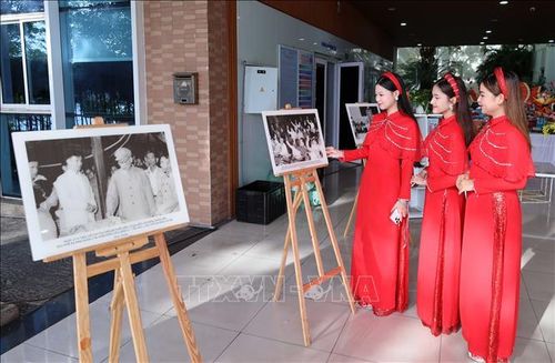 Tuổi trẻ Đà Nẵng tham quan không gian trưng bày tài nguyên thông tin “Hồ Chí Minh - Đẹp nhất tên Người” tại Thư viện Đà Nẵng.