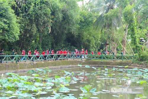 Dưới cái nắng đầu hè như đổ lửa của xứ Nghệ, mặc dù cho tiết trời oi ả, từng dòng người hành hương vẫn không ngừng đổ về quê Bác Hồ.