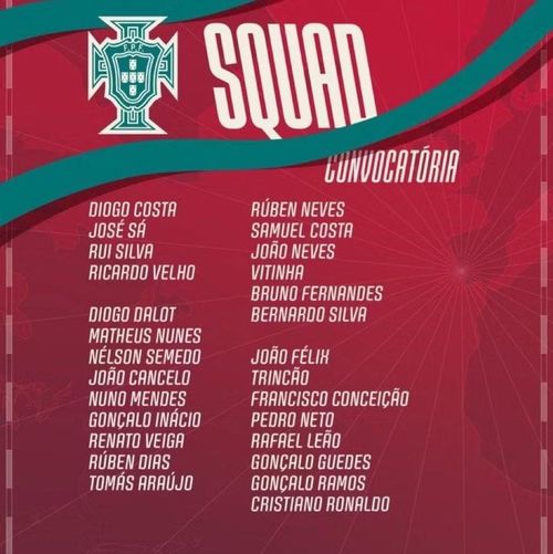 Danh sách chính thức tuyển Bồ Đào Nha dự World Cup 2026.