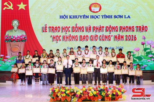 Các đại biểu trao giấy khen cho những tấm gương "Học không bao giờ cùng".