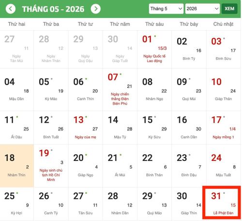 Chính lễ Phật đản là ngày 15/4 âm lịch, tức 31/5 dương lịch. (Ảnh chụp màn hình)