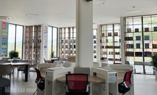 Thư viện bố trí hệ thống bàn ghế đọc sách tạo không gian riêng để học tập, làm việc