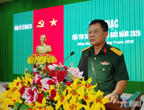 Đại tá Trương Văn Lan phát biểu tại hội thi.