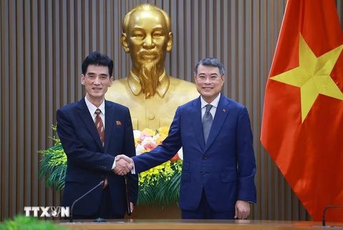 Thủ tướng Lê Minh Hưng tiếp Đại sứ Triều Tiên Ri Sung Guk. (Ảnh: Dương Giang/TTXVN)