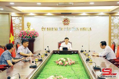Các đại biểu dự hội nghị tại điểm cầu tỉnh Sơn La.