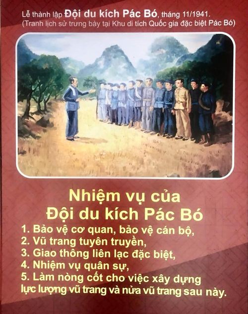 Lễ thành lập Đội du kích Pác Bó (Tranh lịch sử trưng bày tại Khu di tích Quốc gia đặc biệt Pác Bó).