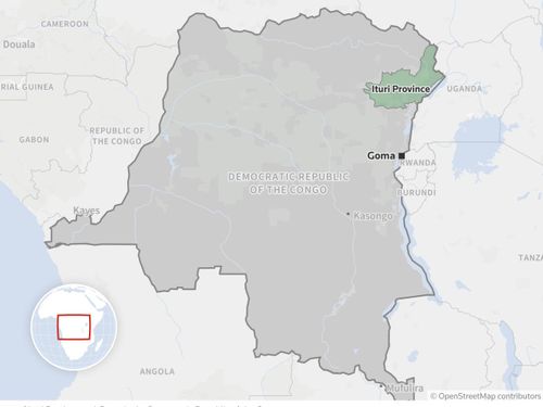 Bản đồ tỉnh Ituri và Goma thuộc Cộng hòa Dân chủ Congo - nơi bùng phát dịch