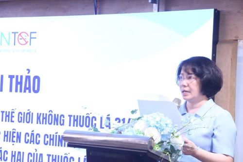 Bác sĩ Phan Thị Hải, Phó Giám đốc Quỹ phòng, chống tác hại thuốc lá phát biểu khai mạc hội thảo.