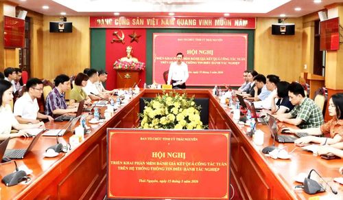 Hội nghị triển khai phần mềm đánh giá kết quả công tác tuần trên Hệ thống thông tin điều hành tác nghiệp do Ban Tổ chức Tỉnh ủy Thái Nguyên tổ chức.