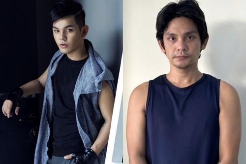 Hình ảnh Sơn Ngọc Minh lúc mới nổi tiếng ở showbiz (trái) và tại cơ quan điều tra mới đây.