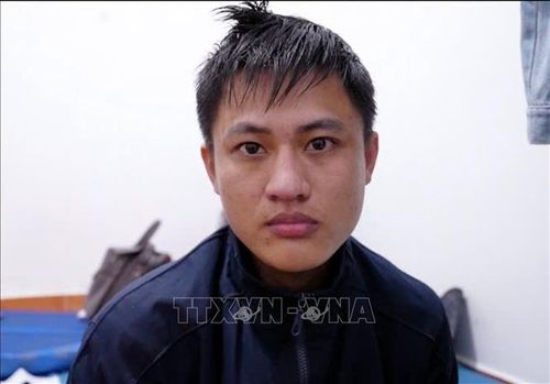 Đối tượng Trịnh Thành Trung bị tạm giữ tai cơ quan Công an. Ảnh TTXVN phát