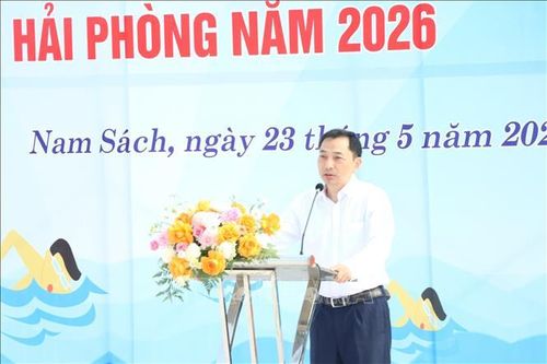 Phó Giám đốc Sở Văn hóa, Thể thao và Du lịch Hải Phòng Vũ Khắc Lịch phát biểu tại lễ phát động. Ảnh: Mạnh Tú/TTXVN
