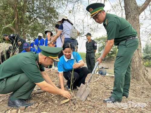Bộ đội Biên phòng tỉnh Đồng Tháp phối hợp với các ngành liên quan thực hiện mô hình “Lũy tre biên giới”.