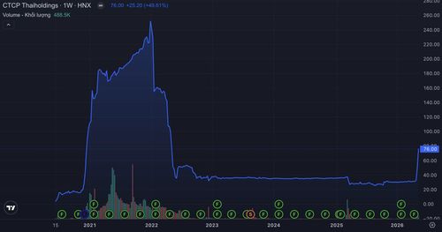 Diễn biến cổ phiếu THD của Thaiholdings.