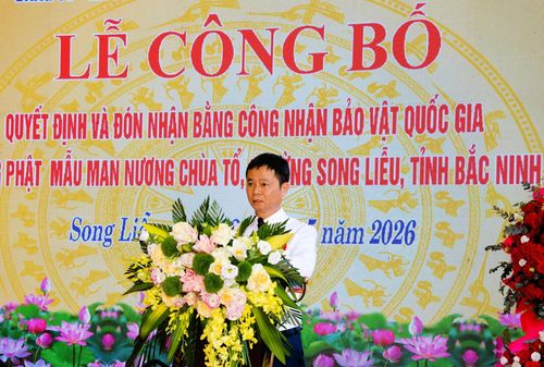 Ông Nguyễn Văn Thược, Bí thư Đảng ủy phường Song Liễu, phát biểu tại buổi lễ.