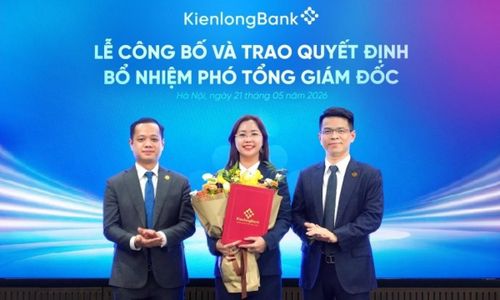  Bà Vũ Ngọc Lan Châu được bổ nhiệm chức vụ Phó tổng giám đốc KienlongBank. Ảnh: KLB. 