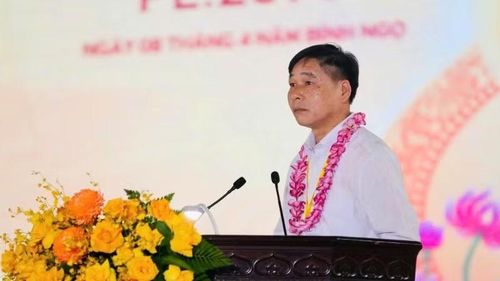 Đồng chí Nguyễn Anh Chức, Phó Chủ tịch Ủy ban nhân dân tỉnh Ninh Bình, phát biểu tại Đại lễ.