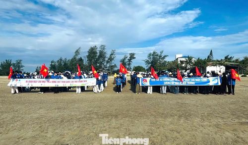 Trong khi đó, gần 1.000 đoàn viên, thanh niên xã Quỳnh Anh đã đồng loạt ra quân dọn vệ sinh môi trường tại bãi biển Quỳnh Minh.