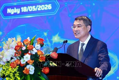 Thủ tướng Lê Minh Hưng phát biểu tại Lễ chào mừng Ngày Khoa học, Công nghệ và Đổi mới sáng tạo Việt Nam và Hội nghị triển khai công nghệ chiến lược, sáng 18/5/2026. Ảnh: Dương Giang/TTXVN