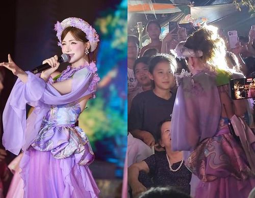 Hòa Minzy có cách xử lý khéo léo khi khán giả lớn tuổi không biết cô là ai. (Ảnh phải từ TikTok @cophuongnoi)