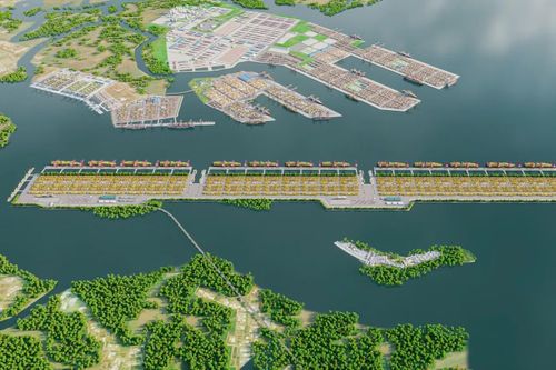 Phối cảnh siêu cảng trung chuyển quốc tế tại Cần Giờ - Ảnh: DNCC