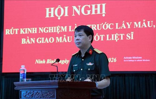 Đại tá Vũ Trọng Thoan, Chính ủy Bộ Chỉ huy Quân sự tỉnh, Phó trưởng Ban Thường trực Ban Chỉ đạo 515 tỉnh Ninh Bình phát biểu tại hội nghị.