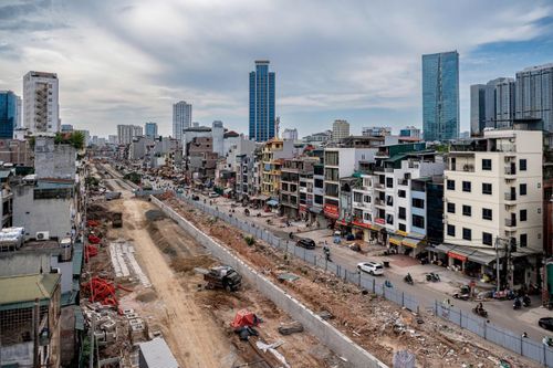Vành đai 1 đoạn Hoàng Cầu - Voi Phục đang được tăng tốc triển khai. Ảnh: Tạ Hải