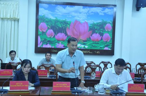 Ông Võ Nhựt Quang, Phó Giám đốc Sở Tài chính báo cáo tiến độ giải ngân vốn đầu tư công.
